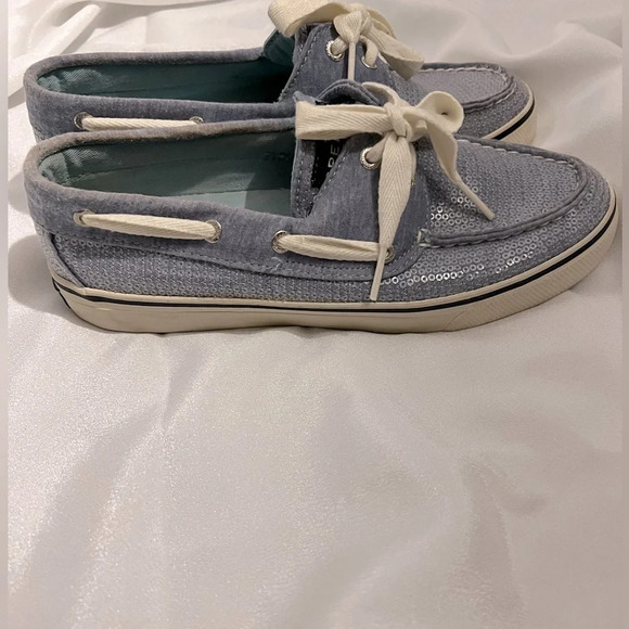 Sperry Bahama blue‎ sequin boat shoes - Picture 1 of 7
